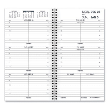 AT-A-GLANCE® Weekly Appointment Book Refill Hourly Ruled, 6.25 X 3.25, White Sheets, 12-month (jan To Dec): 2022 freeshipping - TVN Wholesale